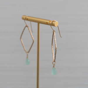 blue gemstones kite shaped gold earrings