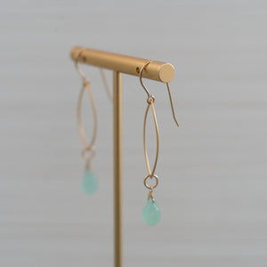 blue gemstone medium marquise shape gold earrings