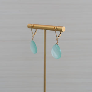 blue gemstone safety clasp gold earrings  Edit alt text
