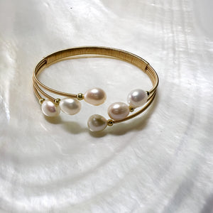 pearl bangle bracelet white pearls