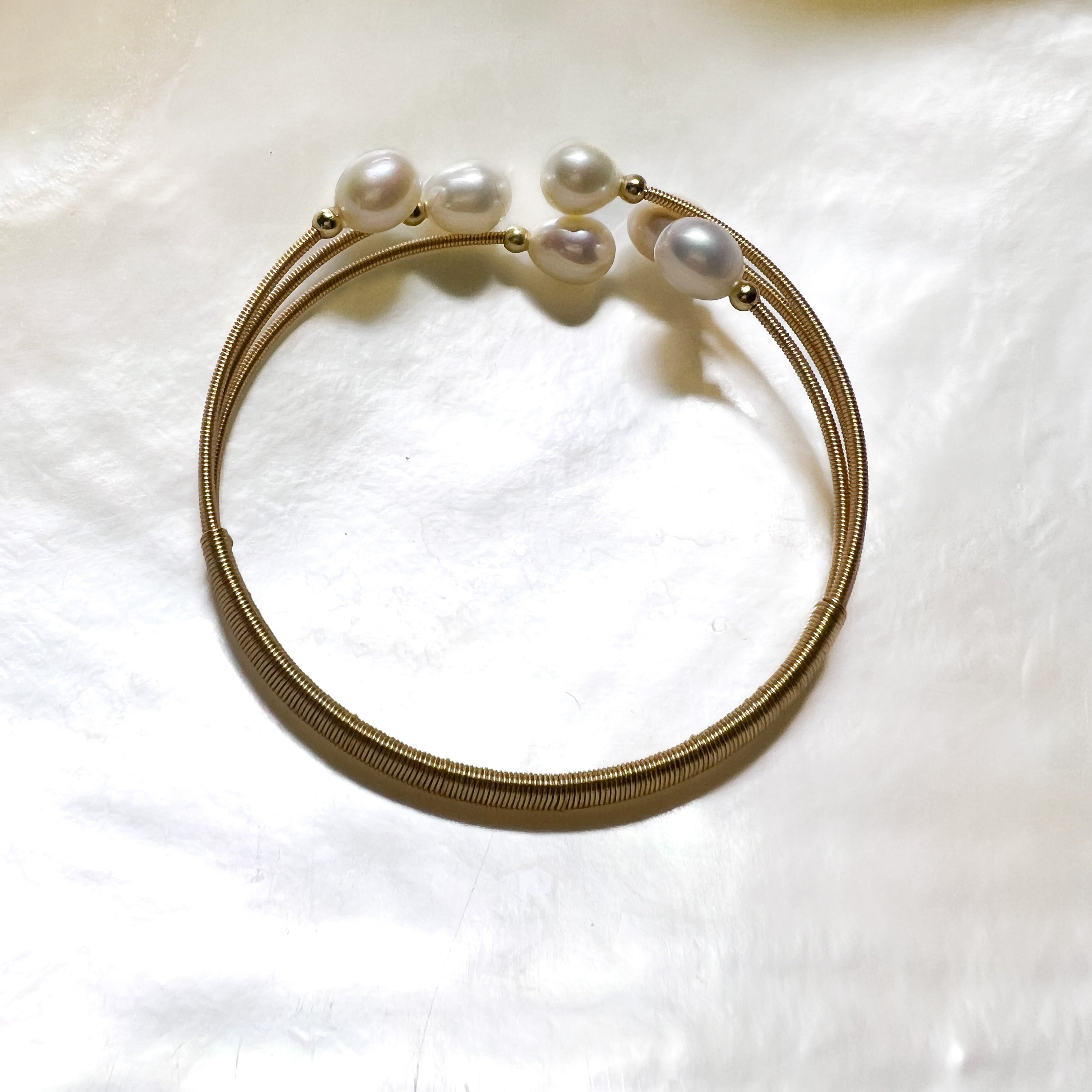 pearl bangle bracelet white pearls