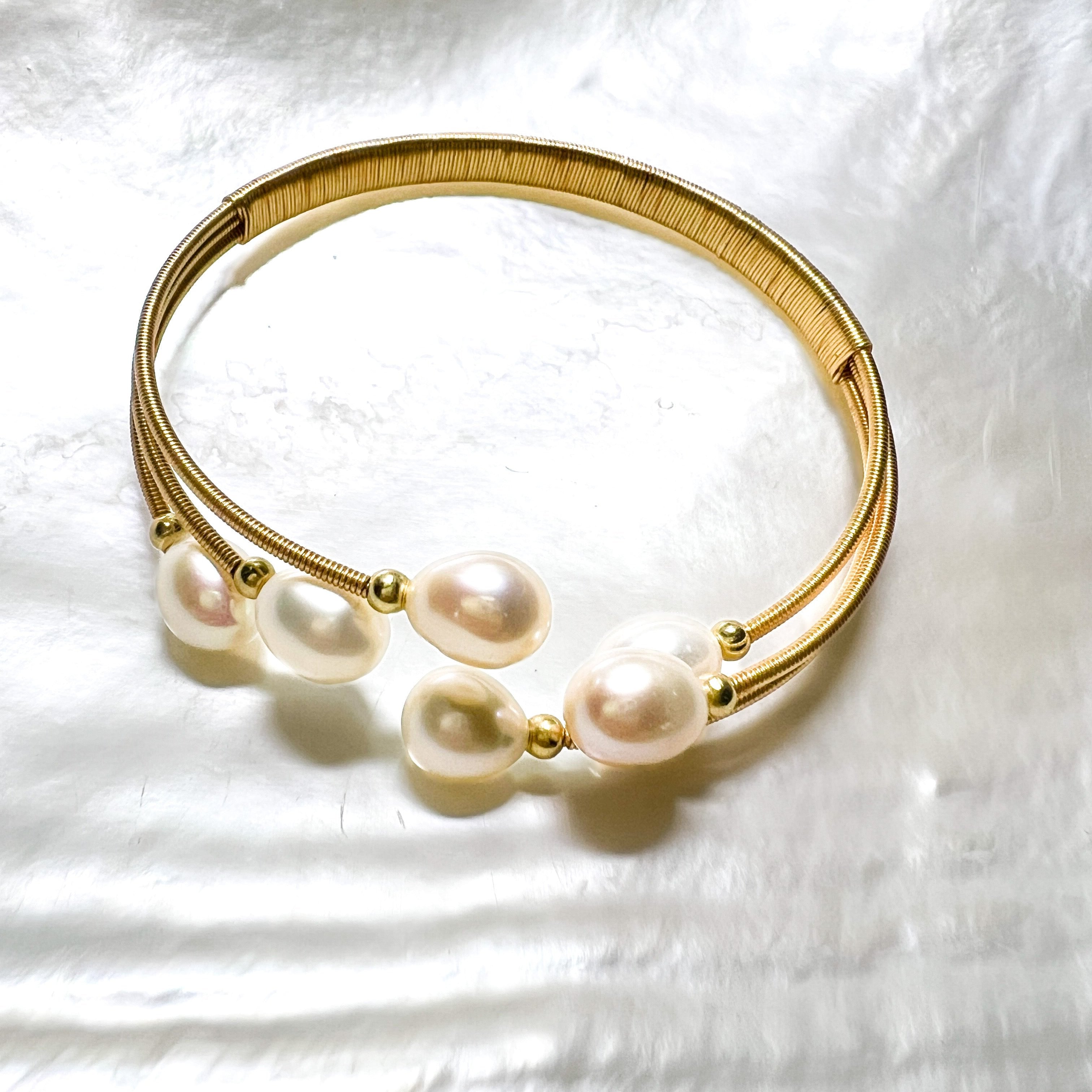 white pearl bangle bracelet