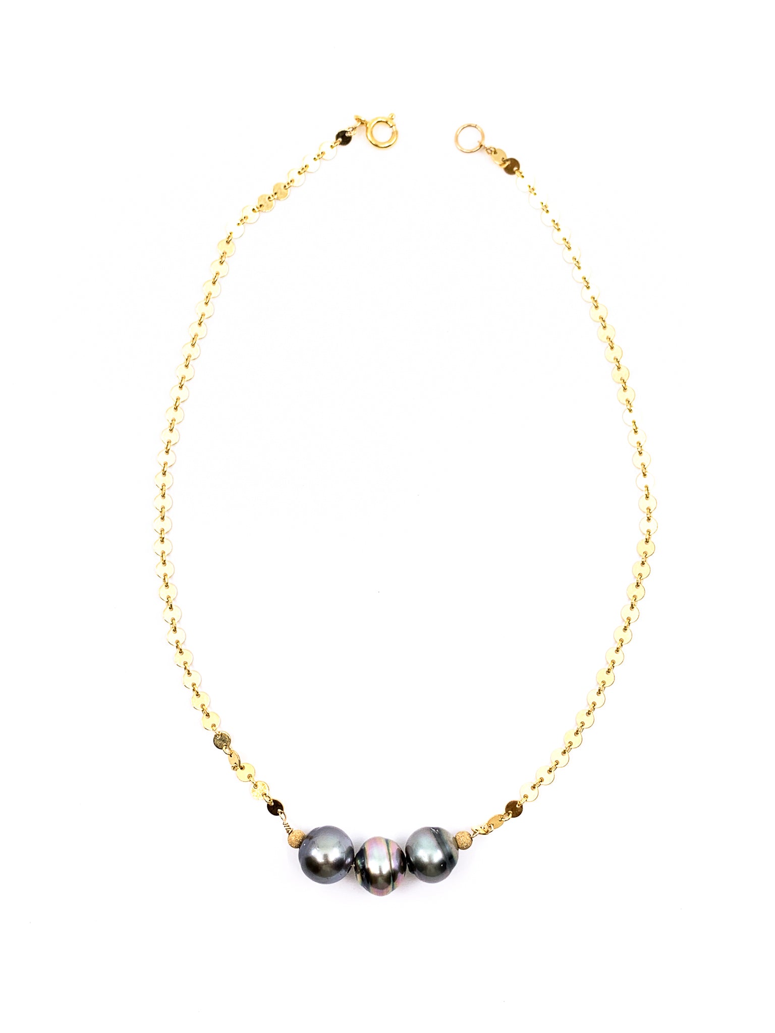 3 tahitian pearls gold chain necklace by eve black jewelry made in hawaii