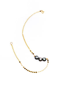 3 tahitian pearl disc chain necklace by eve black jewelry made in Hawaii