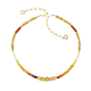 Fire Opal necklace with vermeil bead on short 14 karat gold fill necklace eve black jewelry Hawaii