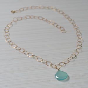blue gemstone gold necklace handmade in hawaii by eve black jewelry