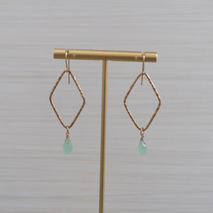 blue gemstones kite shaped gold earrings  Edit alt text