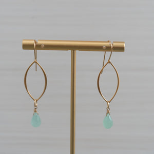 blue gemstone medium marquise shape gold earrings  Edit alt text