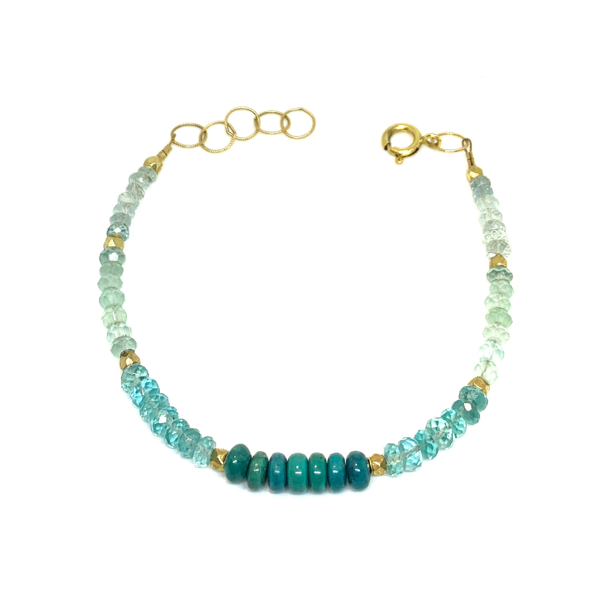 bracelet blue gemstones chalcedony apatite turquoise 14 karat gold fill by eve black jewelry , Hawaii