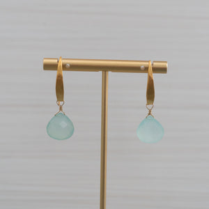 matte gold hammered earrings with blue gemstones  Edit alt text