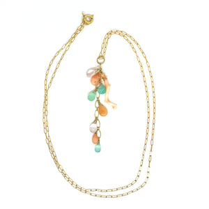 Coral  moonstone rose quartz ammonite chalcedony  turquoise sunset necklace eve black jewelry Hawaii