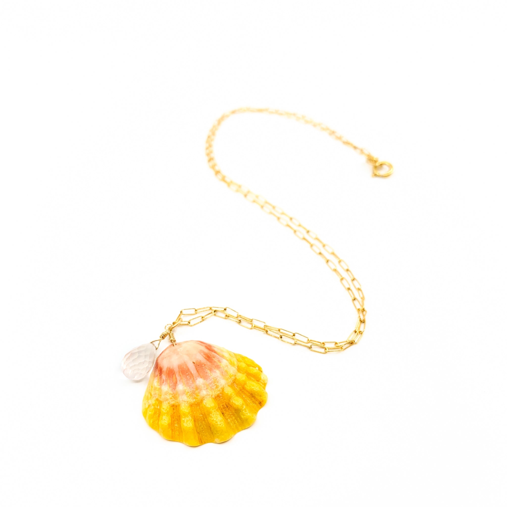 Hawaiian sunrise shell on simple gold chain necklace by eve black jewelry made in Hawaii