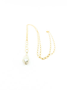 white flameball pearl long necklace by eve black jewelry made in hawaii