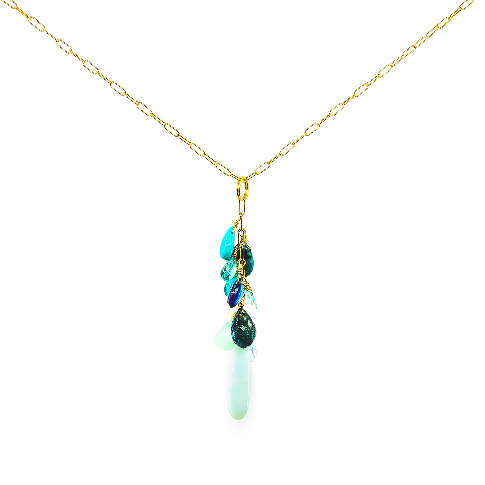 blue gemstones maui ocean necklace by eve black jewelry made in Hawaii  Edit alt text