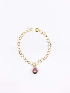 rose gold pearl gold chain charm bracelet by eve black jewelry made in hawaii