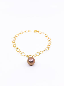 rose gold pearl gold chain charm bracelet by eve black jewelry made in Hawaii