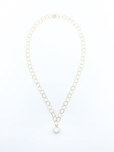 white pearl gold chain necklace by eve black jewelry made in Hawaii
