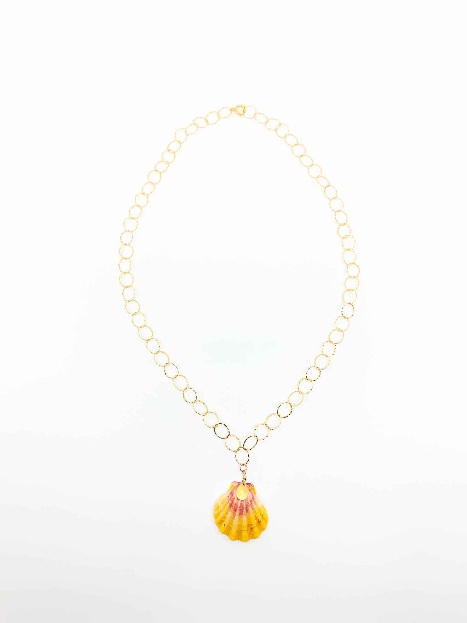 Hawaiian sunrise shell gold chain necklace by eve black jewelry made in Hawaii