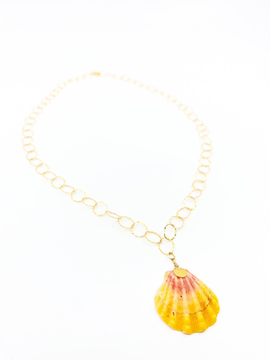Hawaiian sunrise shell gold chain necklace by eve black jewelry made in Hawaii