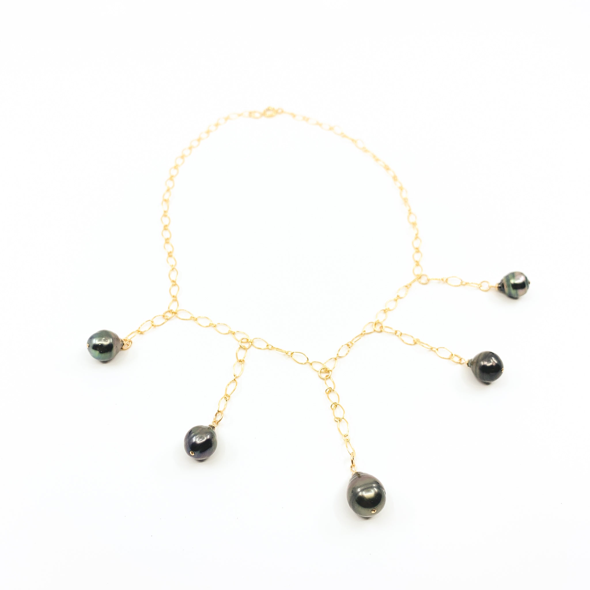 Tahitian pearl gold collar necklace by eve black jewelry made in hawaii