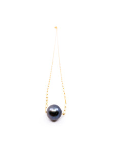 floating tahitian pearl gold chain necklace by eve black jewelry made in hawaii