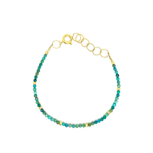 faceted turquoise with 22 karat vermeil nuggets bracelet by eve black jewelry, handmade in Hawaii