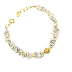 white organic shaped pearl bracelet by eve black jewelry handmade in Hawaii